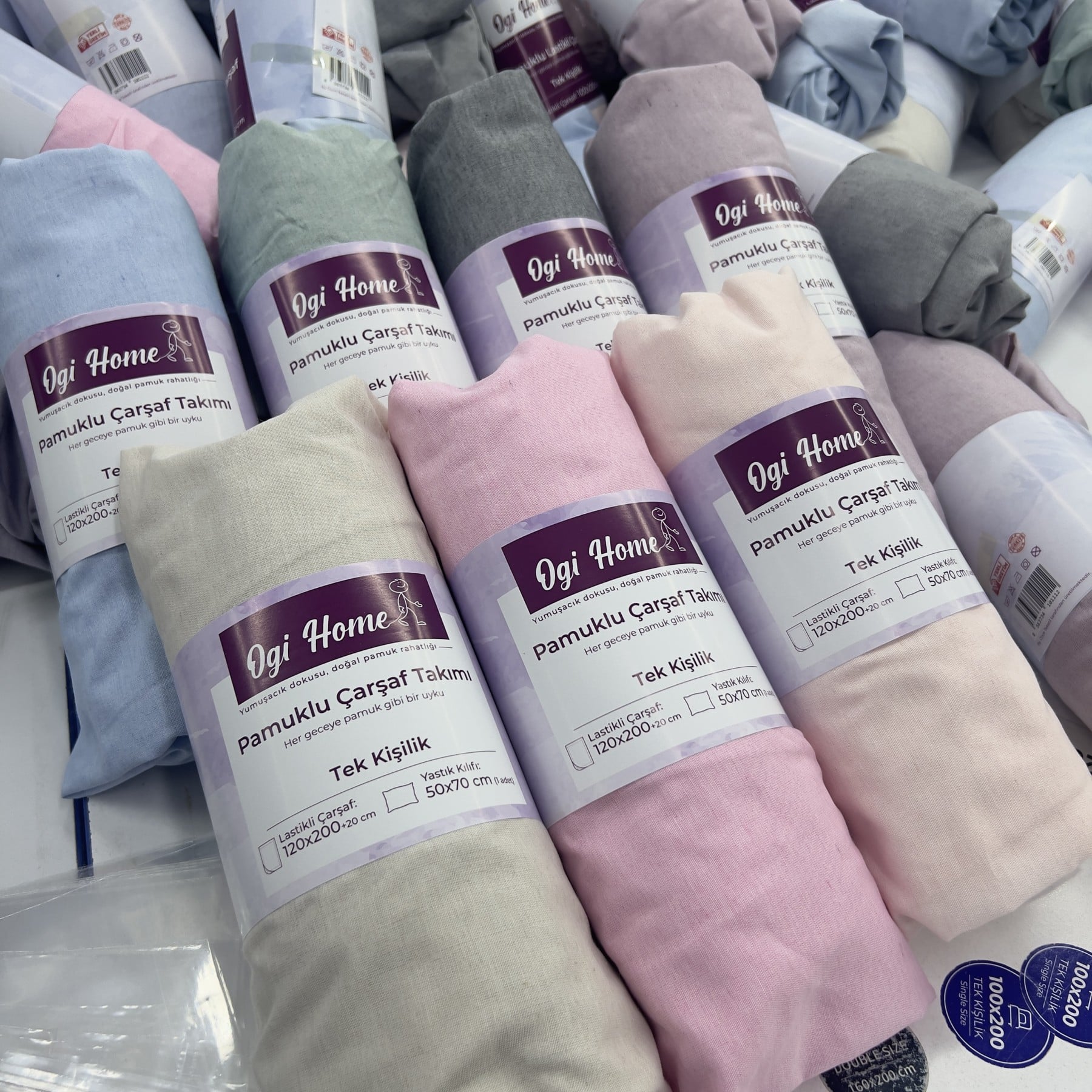 Pamuklu Lastikli Çarşaf Yastıklı Takım